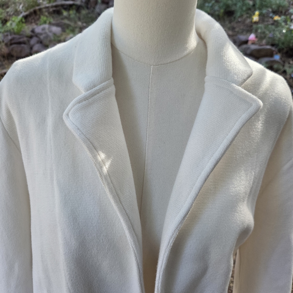 Quince 100% Organic Cotton Ivory White Women's Collared Blazer Cardigan - Picture 4 of 6